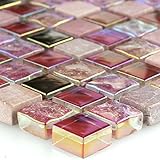 Glas Naturstein Mosaik Fliese Rot Rosa G