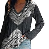 GFGHH Damen Sweatshirt Beste Freunde Pullover Damen Langarmshirts Herbst Frühling - Frauen Casual Tops Bluse Oberteile Chic Ethnischer Druck der westlichen Azteken Baumwolle T-Shirt Plus Size Tunik