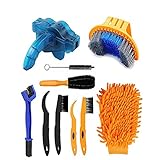 10 Stück Fahrrad Reinigungsset, Bike Reinigungsbürste Tool Kit für Fahrradkette/Kurbel/Reifen/Kettenblatt/Radfahren Ecke Fleck passend für Alle F