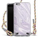 DeinDesign Carry Case kompatibel mit Apple iPhone 6s Plus Hülle mit Band Handykette zum Umhängen bunt Lavendel Marmor L
