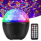 Sound Aktivierte Discokugel, Partylicht mit Fernbedienung, RGB ändernde Rotierende Discolicht mit Bluetooth Lautsprecher für DJ, Weihnachten, Hochzeit, Club Tanzparty