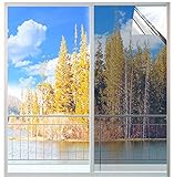 MUHOO 99% UV-Schutz Tönungsfolie, Spiegelfolie Fenster Innen & Außen, Sonnenschutz Fensterfolie, 60 x 200 cm - Silb