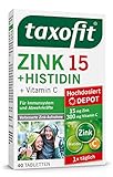taxofit® Zink 15 + Histidin Depot Tabletten | Für Abwehrkräfte und das Immunsystem | 40 Tab