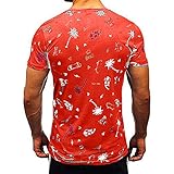 Coolster Hawaii Muster Print T-Shirt für Herren lässig Kurzarm Rundhals Tops Urlaub Strand Bluse Shirt T