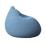 gerenic Gestrickter Sitzsack,Outdoor Indoor Sitzsack Stuhl Kinder Erwachsene Fußhocker Hocker,Liege Gaming Sitzsack Für Garten Wohnzimmer Schlafzimmer Grau 75x65