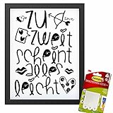 ArtHomeDesign Schwar-weißes Zitatposter mit Rahmen, Verschiedene Kategorien Bilder mit Sprüchen, 35 x 45 cm, 3M-Klettband, einzigartige Zitate als Wanddekoration (I, Love)