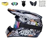 Unisex Fullface Helm MTB Motocross Helm Kinder Downhill Helm Motorrad Crosshelm D.O.T Zulassung Integral Helme Vier Jahreszeiten universeller Motorrad-Offroad-Helm (M)