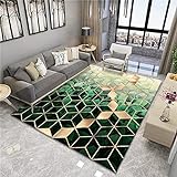 babyzimmer Teppich Junge grün Wohnzimmer Teppich Grün Hexaeder Muster Salon Teppich Langlebig Teppich terrasse 80X120CM klein Teppich 2ft 7.5''X3ft 11.2''