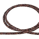 Auroris - Lederband geflochten - Durchmesser/Farbe/Länge wählbar - Variante: Ø 5mm / antik-braun / 1