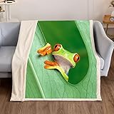 Highdi Wohndecke Flauschige Kuscheldecke 3D Tierdruck Zweiseitige Fleece Decke, Weiche Warm Fleecedecke als Sofaüberwurf, Tagesdecke oder Wohnzimmerdecke (Frosch,127x152cm)