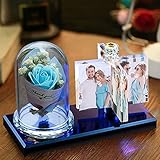 Personalisierte benutzerdefinierte Foto 3D Bilderrahmen in Kristall Nachtlicht Familie Mutter Liebhaber Vatertagsgeschenk blaue Rose 13cm x 16