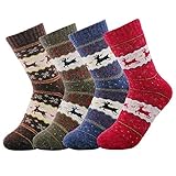 JOYCA & Co. 3–5 Paar Damen-Socken, mehrfarbig, modisch, warme Wolle, Baumwolle, dicke Wintersocken - - Einheitsgröß