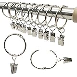 PUERHUACI Gardinenringe,Vorhanghaken 40 Pieces 35 mm Inner Diameter Ringe Duschvorhang Stainless Hanging Ring,Edelstahl Metal Curtain Clip Rod Curtain Rings with Clip