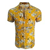 SSBZYES Sommer Herrenhemden Herren Blumenhemden Kurzarmhemden Herrenoberteile Hawaiian Print Kurzarmhemden S