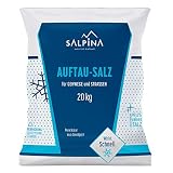 SALPINA Auftausalz 20kg im Sack | hochwirksames und schnellwirkendes Streusalz | zum Auftauen von Schnee und Eis | reinstes Siedesalz (99.6% NaCl) | 100% biologisch abbaub