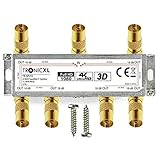 TronicXL 6fach Premium Koax Antennenverteiler HD 3D 4K Verteiler Weiche Splitter zb für DVBT DVBT2 DVBC SAT Unicable Kabelfernsehen Unitymedia Vodafone Kabel Deutschland Kabelfernseh 6er 6-Fach HDTV