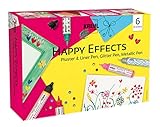 Kreul 49832 - Happy Effects Set, 6 Verzier- und Effektfarben, 3 Pluster & Liner Pens, 2 Glitter Pens und 1 Metallic Pen, zum kreativen Gestalten für Kinder und Erw