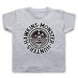 My Icon Art & Clothing Stranger Hawkins Monster Hunters Demogorgon Sci Fi Horror TV Kinder T-Shirt, Grau, 12-13 J
