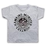 My Icon Art & Clothing Stranger Hawkins Monster Hunters Demogorgon Sci Fi Horror TV Kinder T-Shirt, Grau, 12-13 J