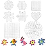 8 Stücke Bügelperlen Steckplatte,Groß Bügelperlen Vorlagen,Transparente Stiftplatte,Bügelperlen Schablonen,DIY Transparente Form Puzzle-Vorlage für 5 mm H