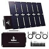 BigBlue 100W ETFE Solar Ladegerät, Faltbares Tragbar Schnellladung mit PD 60W Typ C, USB-Port, 19V DC- Ausgang - für Powerstation, Smartphone und Akk