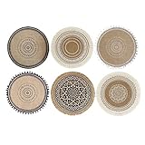 Sits 6er Set Gewebte Tischsets Waschbar Rund 38cm Boho Baumwolle Platzsets Untersetzer Hitzebeständig Und rutschfest Für Küche Party H