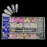 RG-FA Nagel-Strass-Set, verschiedene Formen, Kristall, AB-Strasssteine und Edelsteine für Nägel, gemischte Formen, flache Rückseite, Nagelschmuck – 21 Raster, 5 Farben, g
