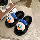 Perferct Hausschuhe Herren Winter,Cartoon Love Home Baumwolle Hausschuhe, Wohnung Wohnung Home rutschfest Bequeme Haarwort Ziehen-37_schw