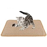 SlowTon Kratzmatte für Katzen, Natürliches Sisal-gewebtes Seil-Kratzkissen für Katzenkratzkrallen,Strapazierfähiger Rutschfester Boden Katze Spielt schlafendes Kratzspielzeug 60 * 40CM
