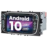 AWESAFE Autoradio Android 10 für Ford Focus Mondeo S-Max C-Max Galaxy, 2GB+32GB, unterstützt DAB WLAN Bluetooth CD DVD Doppel Din Radio mit 7 Zoll Bildschirm - Schw