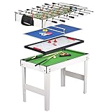 Leomark Multigame Holz Spieltisch - weiße Farbe - Tischfußball, Billard, Hockey, Tischtennis, 4in1 Multifunktionstisch Multiplayer Inkl. komplettem Zubehör, Ab 8 J
