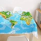 FANSU 3D Tischdecke Wasserdicht Tischwäsche, Rechteckige Abwaschbar Wasserabweisend Tischtuch für Küche Outdoor Esstisch Garten Dekoration (Teller,140x260cm)