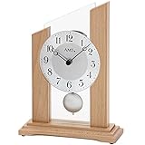 AMS 1171 Tischuhr Quarz mit Pendel Mineralglas Massivholz B