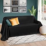 Beautissu Romantica Tagesdecke 210x280 cm - Wildleder-Optik Überdecke als Bettüberwurf & Sofaüberwurf Decke - Große Tagesdecken für Bett & Couch - Überwurfdecke in Schw