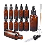 TUAKIMCE 12 x 30 ml bernsteinfarbene Glasflasche mit Glas-Piette, leere Augentropfflasche, Massageöl, nachfüllbar, für ätherische Öle, Massage, Aromatherapie, Mischungen für Schönheitsö