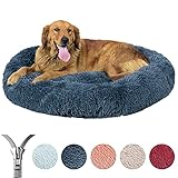 Hundebett,Katzenbett,Grosse Hunde Runde Hundekissen,Mit Reißverschluss, Abnehmbar zum Waschen,Dunkelgrau,S (Ø 60 cm Außendurchmesser)