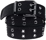 Shanxing Stoffgürtel für Damen und Herren Doppelt Loch Leinwand Canvas Schnalle Gürtel, #1-schwarz, Einheitsgröß