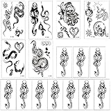 YGCHEN Temporäre Tattoos Schlange Männer Fake Tattoo Aufkleber Todesser Tattoos Temporär Tiere für Kinder Frauen Mann Halloween Cosplay Kostüm Zubehör, 16 B