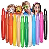 12 Farben Schminkstifte Kit, Abwaschbare Kinderschminke Set, Gesichtsfarben, Sicher und Ungiftig, Eltern-Kind-Interaktionen, für Geburtstagsfeie, Kindertag, Halloween, Fasching und W