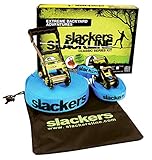 Slackers USA Slackline Classic 15m, Set mit zusätzlicher Teaching Line, Handlauf zum leichten Erlernen, Ratschenschutz, Anleitung, Tasche, ideal für Kinder und Familie, 980010