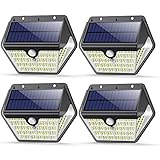 VOO Solarlampen für Außen,【Aktualisierte Version 150LED-1200 Lumen】Solarleuchte mit Bewegungsmelder 2000mAh Solar LED Bewegungsmelder Aussen Solar Wasserdichte Wandleuchte Solar Aussenleuchte-4 Stück