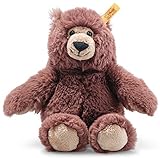 Steiff Bella Bär, Original Plüschtier 20 cm, Plüschbär Teddy sitzend, Kuscheltier für Kinder, Soft Cuddly Friends, Schmusetier zum Spielen & Kuscheln, waschbar, Stofftier rotbraun (113871)