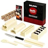 Delamu Sushi Making Kit, Sushi Maker für Anfänger, 8 Formen DIY Sushi Selbst Machen Set,13 in 1 DIY Selber Sushi Matte Set mit hochwertigem Sushi M