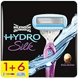 Wilkinson Sword Hydro Silk Damen Rasierer und Rasierklingen, Rasierer + 6 Ersatzklingen, briefkastenfähig