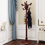 Garderobenständer Europäische Art-Fußboden-Hut Kleiderständer Schirmständer, Freistehende Holzkleiderständer, Easy Montage-Halle Entryway Kleiderständer for Hut, Kleidung, Schals, H