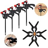 8 Stück F-Klemmen Clips Set,Quick Grip Klemmen, 4-Zoll-Ratsche Stangen Klemmset, Schnellspanner und Einhandklemme, Hochleistung Stangenklemme/Spreizer, ideal für schnelle und einfache Klemmanwendung
