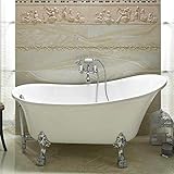 BADLAND Freistehende Badewanne Wanne Oval Retro 160x70 mit Füßen und Ablaufgarnitur GRATIS
