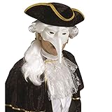 Amakando Venezianische Maske Schnabelmaske zum Bemalen weiß Vogel Faschingsmaske Pantalone Karnevalsmaske Venedig Augenmaske mit Langer Nase Maskenball Hallow