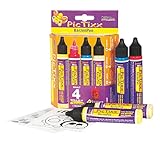 Kreul 49790 - PicTixx KerzenPen Set, 4 Farben mit 29 ml, Wachsfolie und VorlageFarbe auf Basis von Flüssigwachs, zum Beschriften, Verzieren und Bemalen von Kerzen, mit feiner Malsp