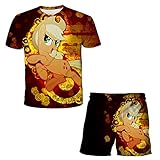 Aatensou Cartoon My Little Pony Mädchen T-Shirt Und Shorts Anzug 3D-Gedruckter Sommer-Anzug für Jungen und Mädchen T-Shirt Shorts 2 Teiliges Pyjama Set (A3,140)